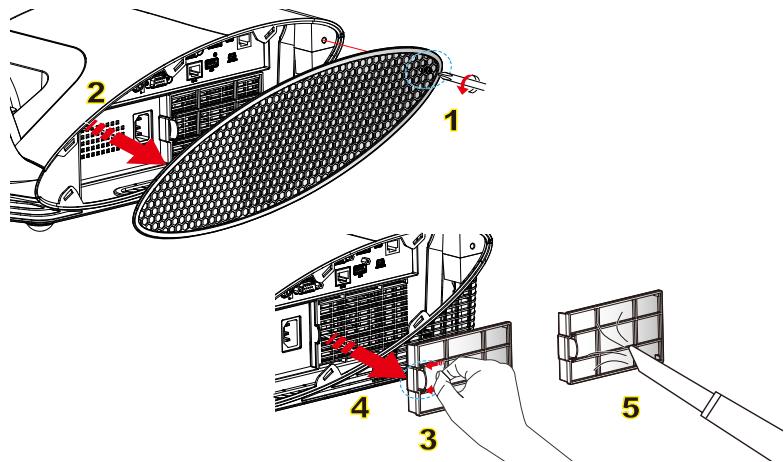 OPTOMA EX685UTis - Remplacement et nettoyage du filtre anti-poussière. - 3