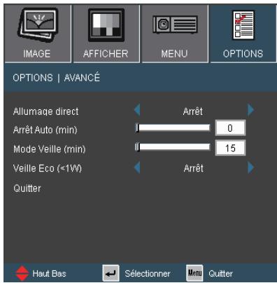 OPTOMA EX765 - OPTIONS | Avancé - 1