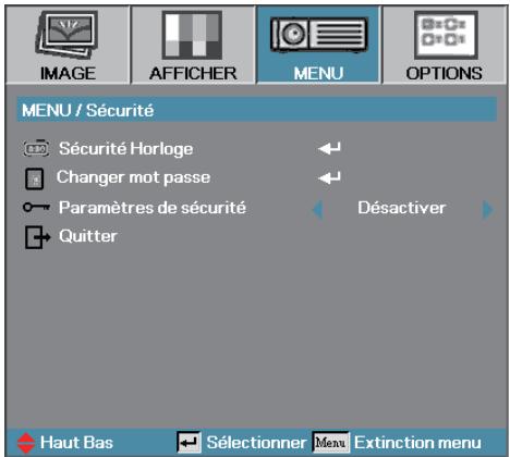 OPTOMA EX779i - MENU | Sécurité - 1