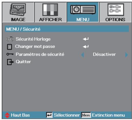OPTOMA EX779i - MENU | Sécurité - 1