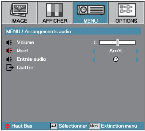 OPTOMA EX779i - MENU | Arrangements audio - 1