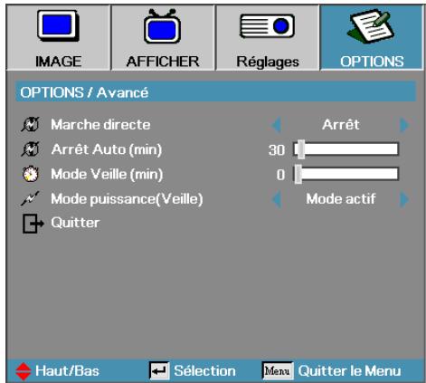 OPTOMA EX785 - Options | Avancé - 1