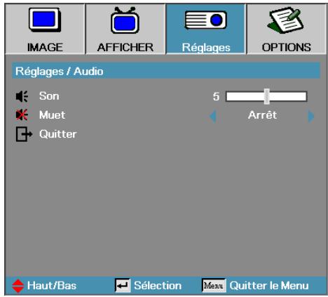 OPTOMA EX785 - Réglages | Audio - 1