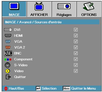 OPTOMA EX785 - Image | Avancé | Source d'entrée - 1