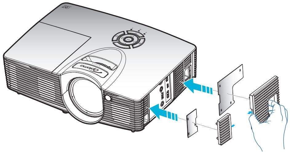 OPTOMA GT1080Darbee - Installer et nettoyer le filtre à poussière - 1