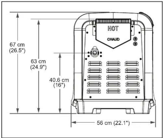 67 cm (26.5") 63 cm (24.9") 40.6 cm (16") 56 cm (22.1) HOT CHAUD