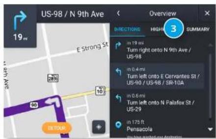 US-98 / N 9th Ave 19 m E Strong St 289 10 DETOUR Overview DIRECTIONS HIGH 3 SUMMARY In 19 mi Turn right onto N 9th Ave / US-98 In 0.4 mi Turn left onto E Cervantes St / US-90 / US-98 / SR-10A In 0.5 mi Turn left onto N Palafox St / US-29 In 175 ft Pensacola