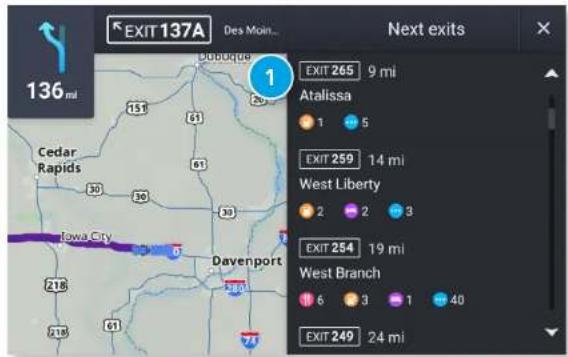 EXIT 137A Des Moit... Next exits 136 mi Cedar Rapids Dubuque Exit 265 9 mi Atalissa 1 5 EXIT 259 14 mi West Liberty 2 2 3 EXIT 254 19 mi West Branch 6 3 1 40 EXIT 249 24 mi