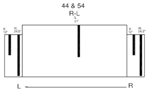 44 & 54 R-L L 21' S XL 12' 24.5' s XL 12' 24.5' L R