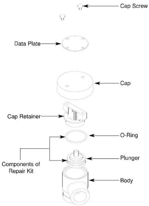 Cap Screw Data Plate Cap Cap Retainer Components of Repair Kit O-Ring Plunger Body