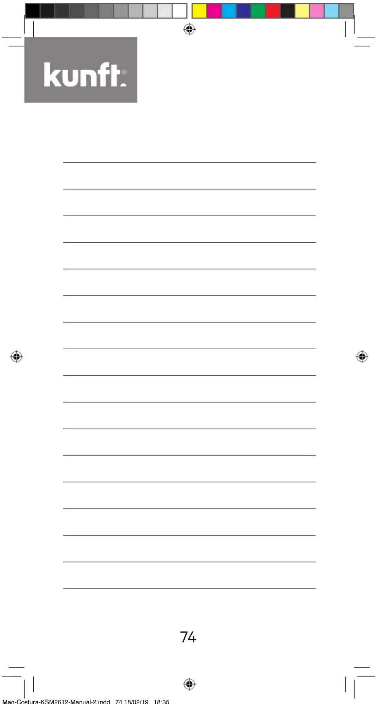 kunft® 74 Maq-Costura-KSM2612-Manual-2.indd 74 18/02/19 18:35