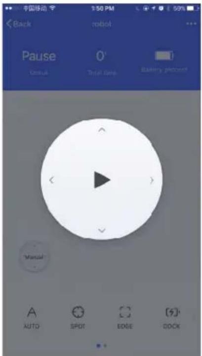 中国移动 1:50 PM Back robot Pause 0' Control Digital Time Battery please? Manual AUTO SPOT EDGE DOCK