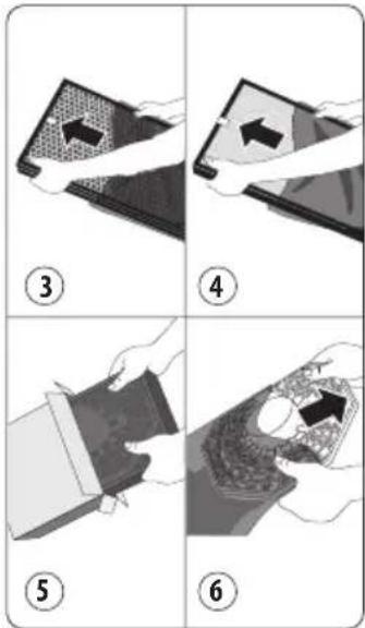 Step-by-step instructions for installing a device, showing steps from opening to closing.