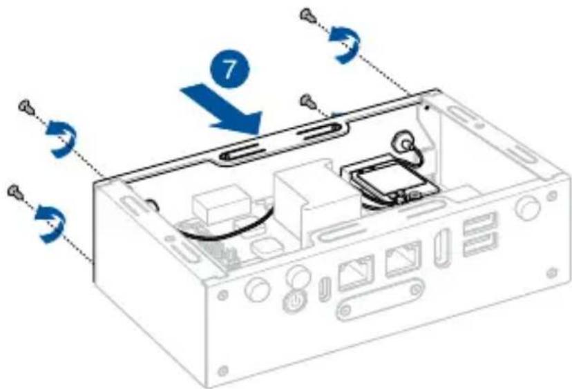 Diagram of a computer drive showing internal components and labeled parts with arrows and number 7