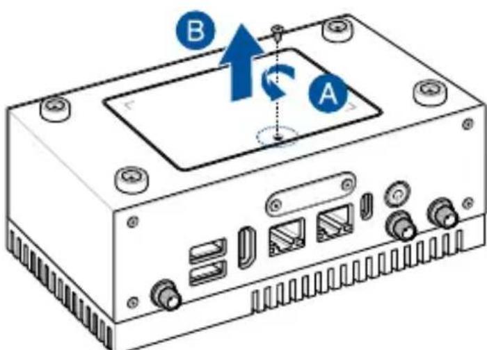 Diagram of a computer drive showing labeled ports A and B with directional arrows indicating rotation or movement.