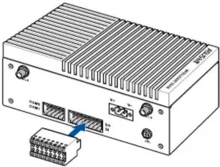 Diagram of an electronic device showing ports, connectors, and a connector pinout with Chinese labels