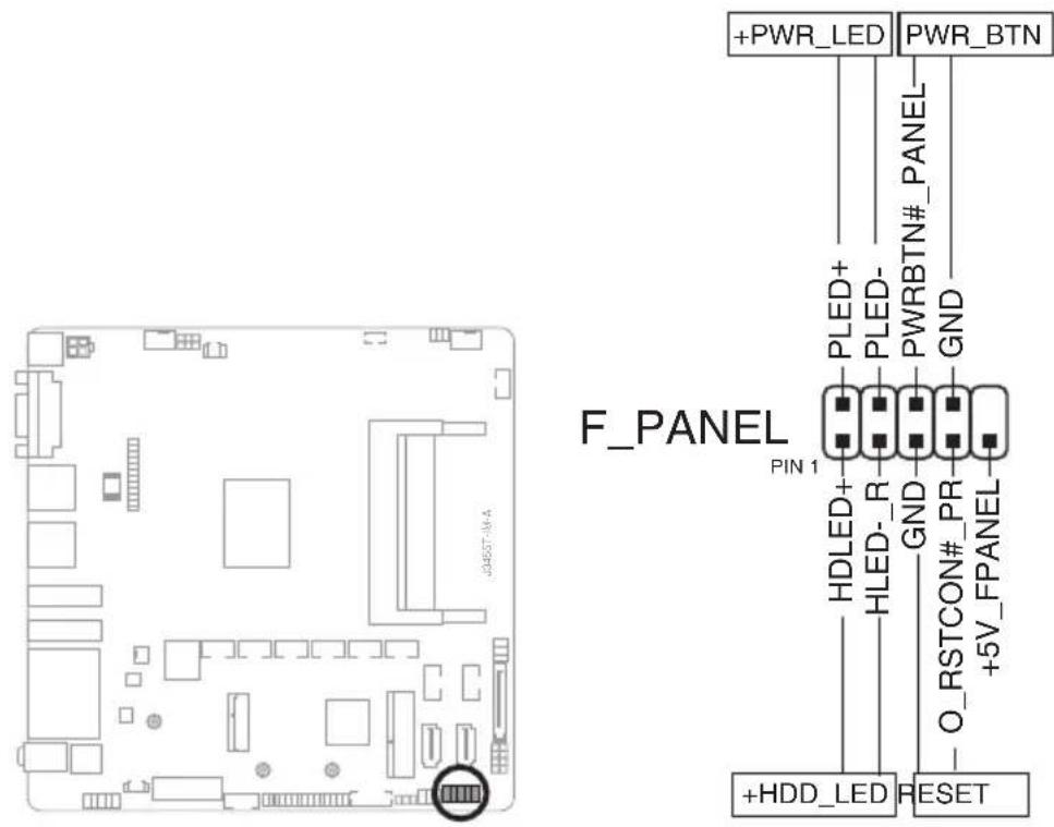 +PWR_LED PWR_BTN PLED+ PLED- PWRBTN#_PANEL GND F_PANEL PIN 1 HDLED+ HLED- R GND O_RSTCON#_PR +5V_FPANEL +HDD_LED RESET