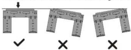 Diagram showing three identical mechanical or structural configurations with check and cross symbols indicating selection or failure.