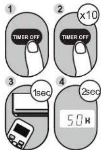 1 TIMER OFF 2 x10 TIMER OFF 3 1sec 4 2sec 5.0 H