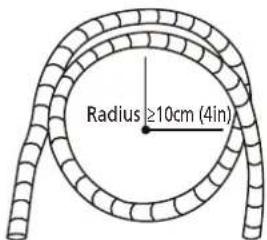 Radius ≥10cm (4in)
