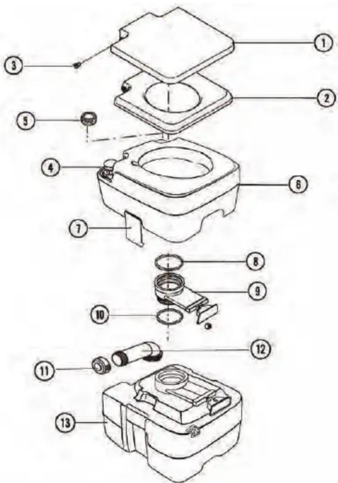 Exploded view diagram of a mechanical assembly with numbered parts for identification