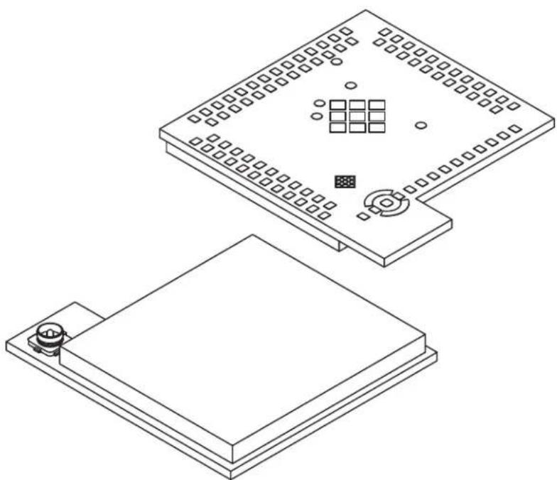 Microchip PIC32MZ1025W104132 - 87L-PCB Module (TFC) - 22.50x24.50mm - [MODULE] With Metal Shield and Coaxial Connector - 1