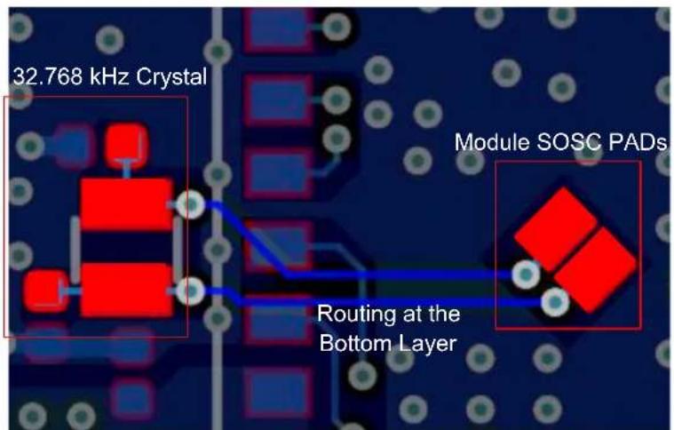 32.768 kHz Crystal Module SOSC PADs Routing at the Bottom Layer