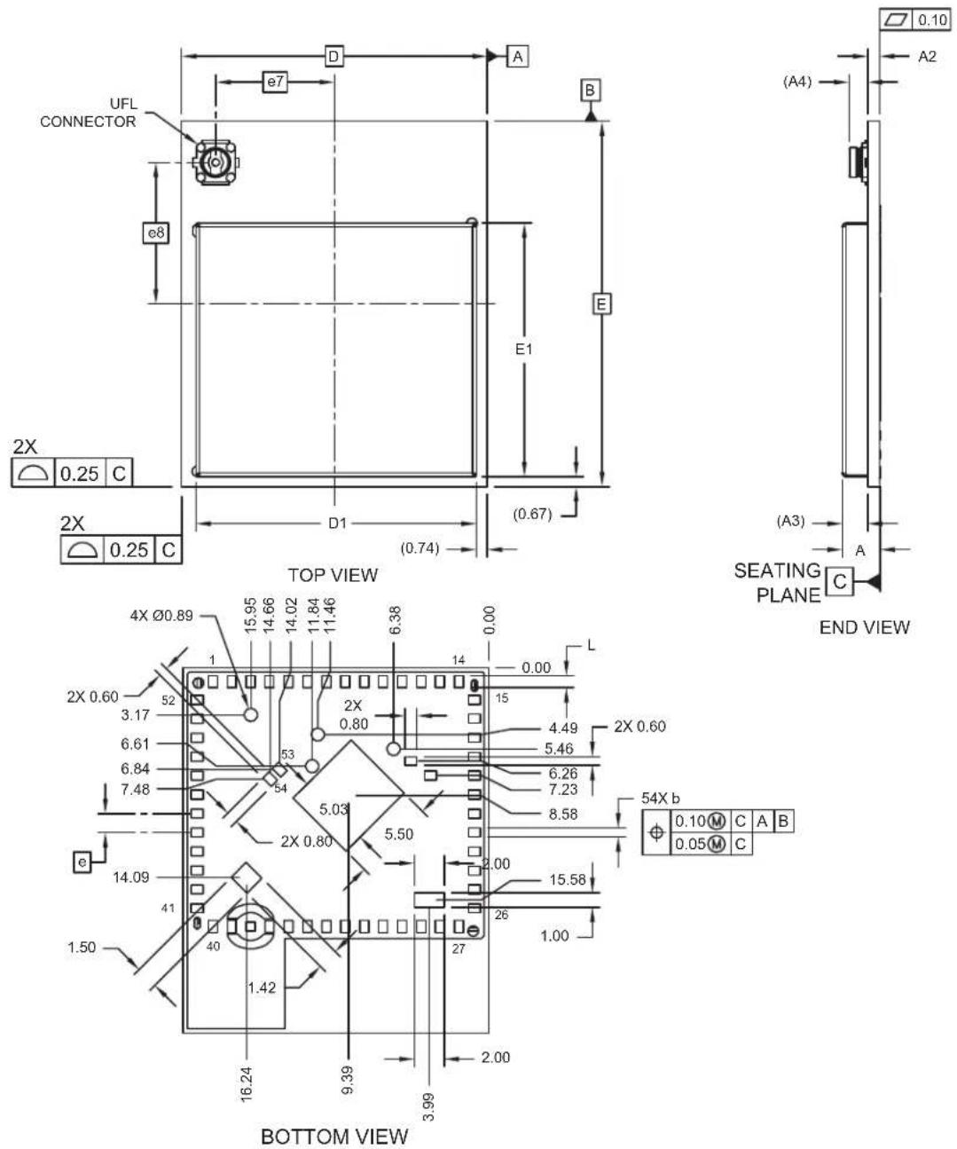 Microchip PIC32MZ1025W104132 - MODULE PACKAGING DIMENSION - 1