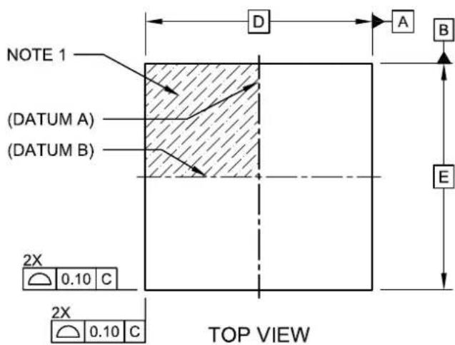 NOTE 1 (DATUM A) (DATUM B) 2X 0.10 C 2X 0.10 C TOP VIEW D A B E