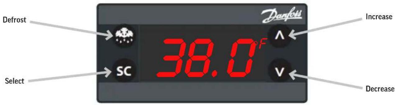 Denföld Defrost 38.0°F SC V Increase Select Decrease