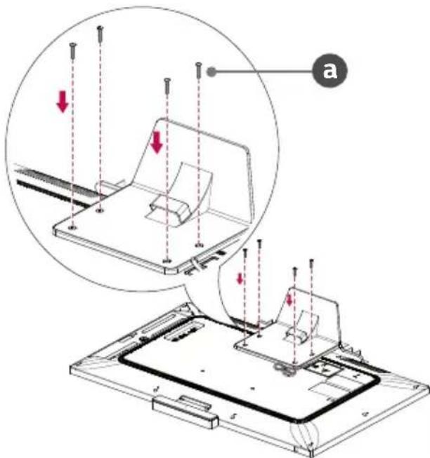 Technical diagram showing mechanical assembly with red arrows indicating force directions and a labeled component 'a'