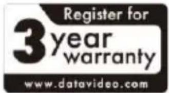 Register for 3year warranty www.datavideo.com