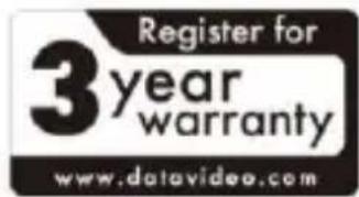 Register for 3year warranty www.datavideo.com