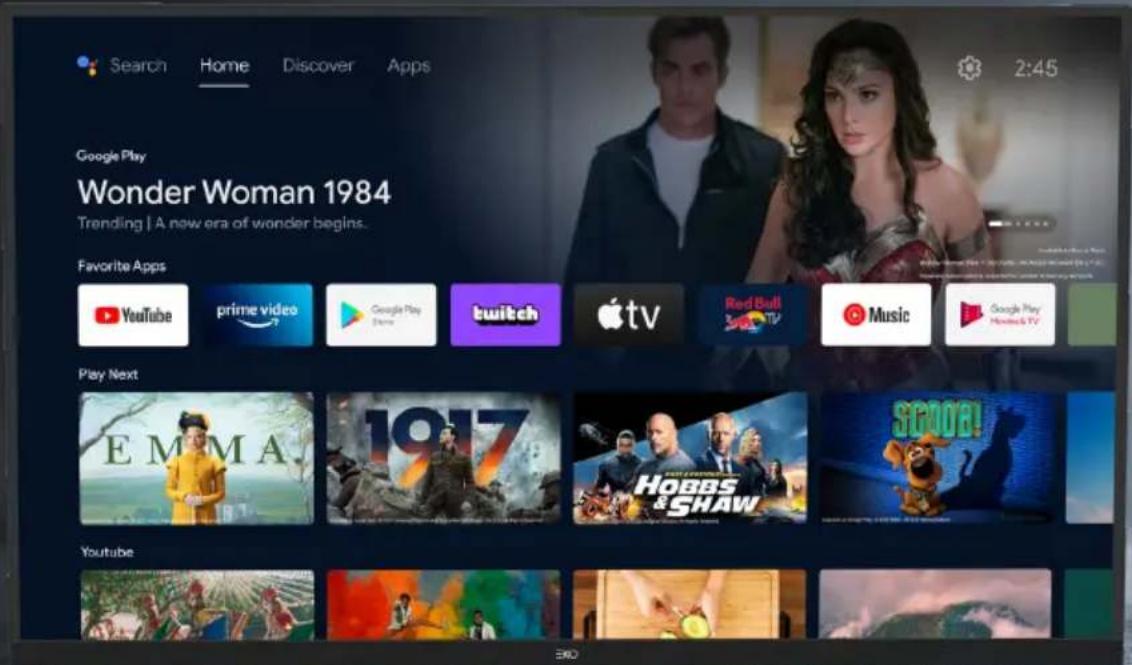 Search Home Discover Apps Google Play Wonder Woman 1984 Trending | A new era of wonder begins. Favorite Apps YouTube prime video Google Play Store twitch Apple TV Red Bull Sports TV Music Google Play Movies TV Play Next EMMA 1917 HOBBS & SHAW SCOYA! Youtube