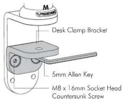 M VISO200 Desk Clamp Bracket 5mm Allen Key M8 x 16mm Socket Head Countersunk Screw