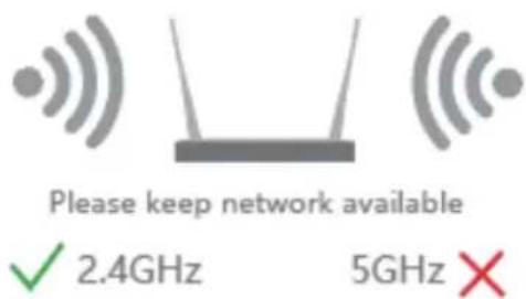 Please keep network available ✓ 2.4GHz 5GHz ✗