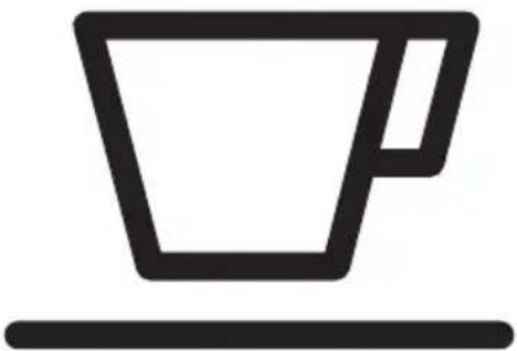 Simple line drawing of a coffee cup on a flat surface (no text or symbols)