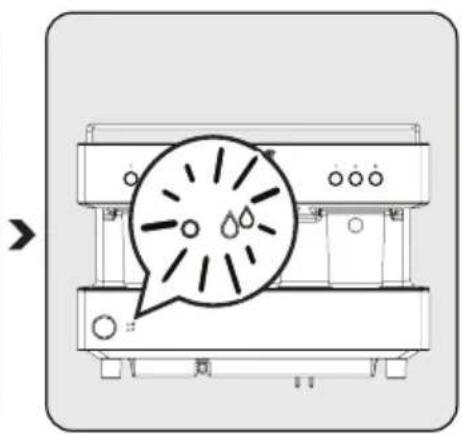Diagram of a washing machine with a circular vent and water droplets, no text or symbols present