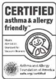 CERTIFIED asthma & allergy friendly™ Moore AIA 04-01 Standard for Vacuum Cleaners Asthma and Allergy Foundation of America safe.org/certified