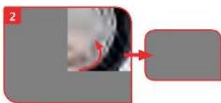 Close-up of a textured surface with red arrows pointing to a rectangular area (no text or symbols visible)