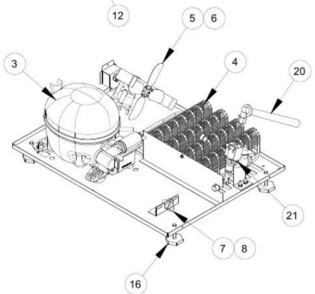 Technical diagram of an electronic device with numbered components for identification