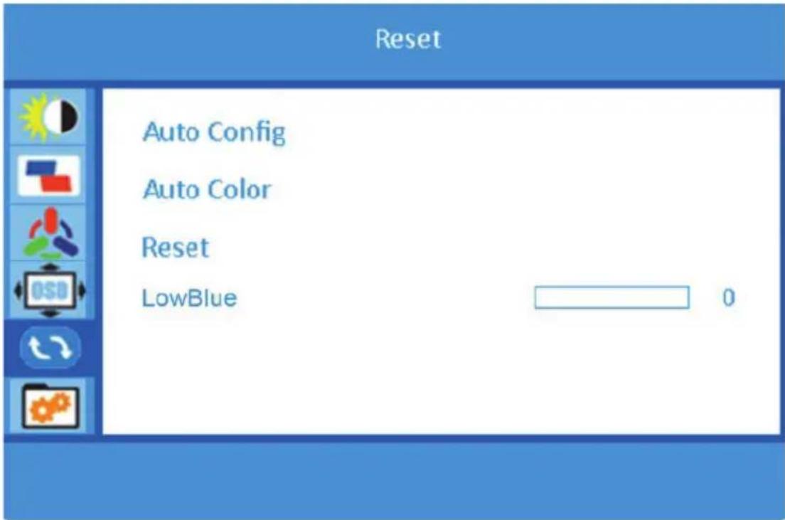 Reset Auto Config Auto Color Reset LowBlue 0