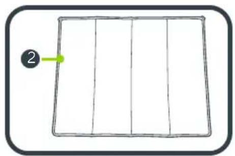 Simple line drawing of a rectangular grid with vertical lines and a numbered label (2) pointing to the top-left corner.