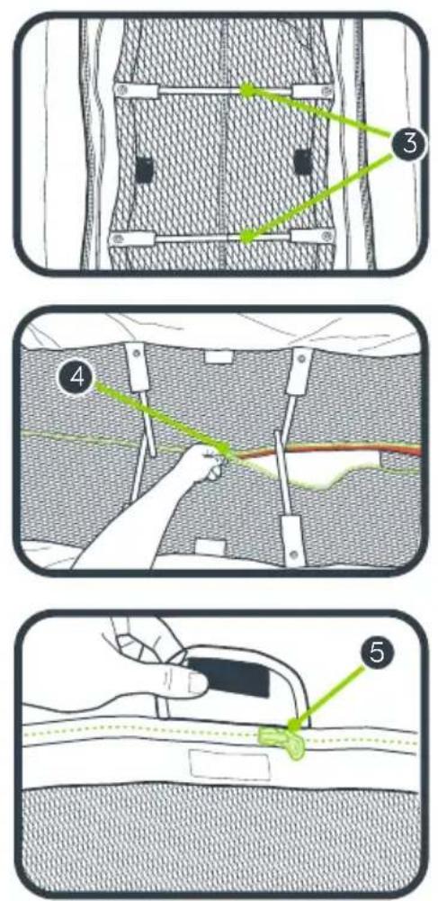 Diagram illustrating garment collar stitching techniques with numbered steps and labeled components