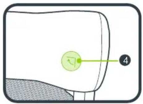Diagram showing a device with a green circular component and numbered label '4' pointing to it.
