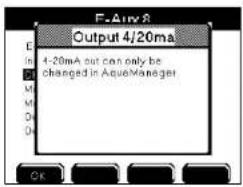 E-Aury 8 Output 4/20mA 4-20mA out can only be changed in AquacManager OK