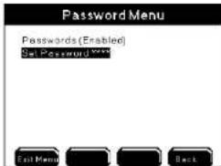 Password Menu Passwords (Enabled) Get Password Exit Menu Next