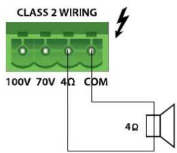 CLASS 2 WIRING 100V 70V 4Ω COM 4Ω