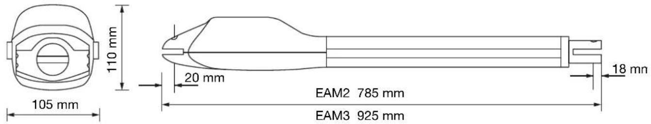 105 mm 110 mm 20 mm EAM2 785 mm EAM3 925 mm 18 mm