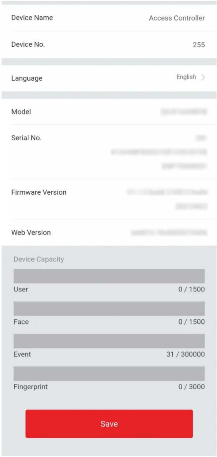 Hikvision DS-K1A340WX - View Device Information - 1